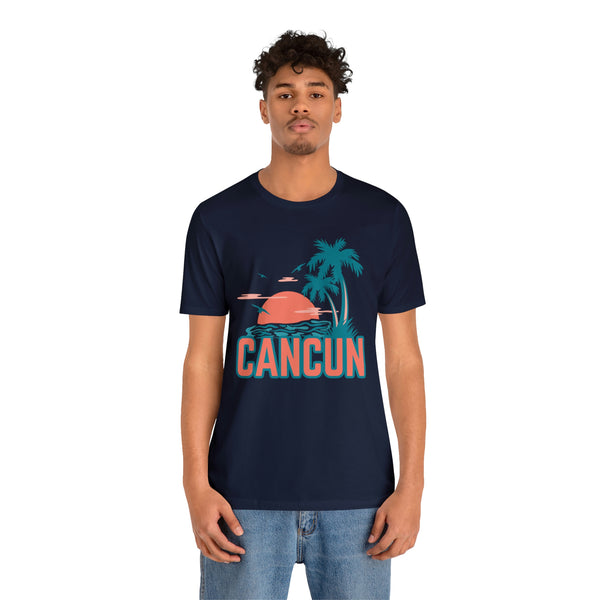 Cancun, Mexico T-Shirt - Retro Palm Tree & Beach Unisex Cancun Shirt