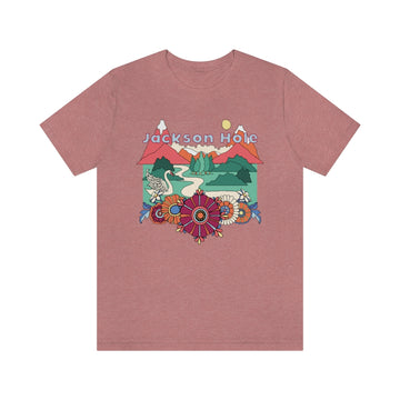 Jackson Hole T-Shirt - Retro Mountain / Hippie Style Jackson Hole, Wyoming Shirt