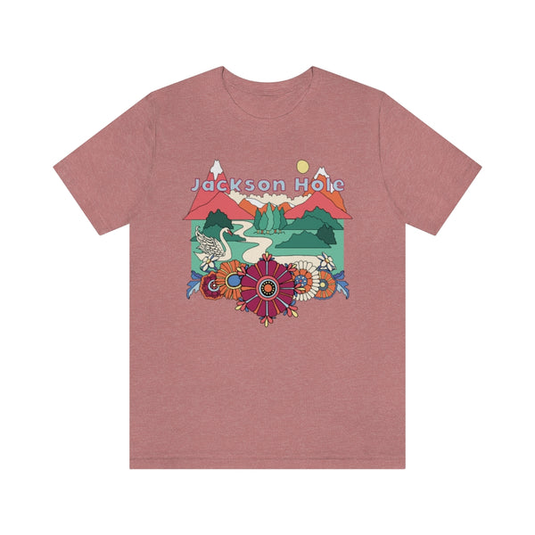Jackson Hole T-Shirt - Retro Mountain / Hippie Style Jackson Hole, Wyoming Shirt
