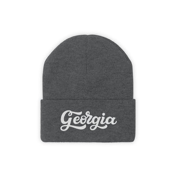Buy graphite-heather Georgia Beanie - Adult Hand Lettered Embroidered Georgia Knit Hat