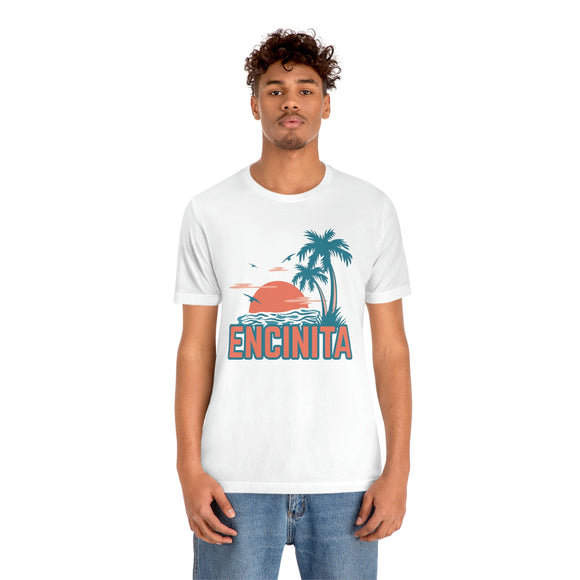 Encinitas, California T-Shirt - Retro Palm Tree & Beach Unisex Encinitas Shirt