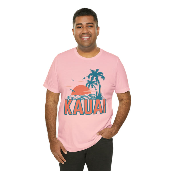Kauai, Hawaii T-Shirt - Retro Palm Tree & Beach Unisex Kauai Shirt