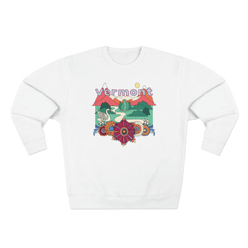 Buy white Premium Vermont Crewneck Sweatshirt - Retro Unisex Sweatshirt