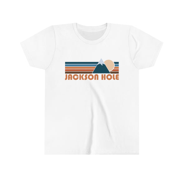 Jackson Hole Youth T-Shirt - Retro Mountain Wyoming Kid's TShirt