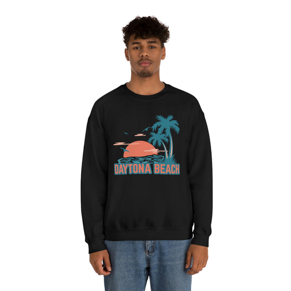 Daytona Beach, Florida Sweatshirt - Unisex Retro Palm Tree Crewneck Daytona Beach Sweatshirt