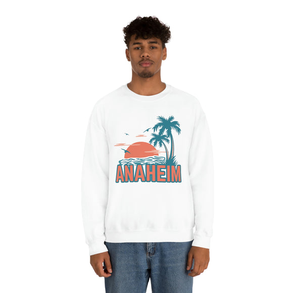 Anaheim, California Sweatshirt - Unisex Retro Palm Tree Crewneck Anaheim Sweatshirt