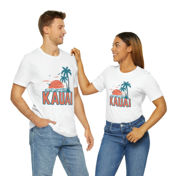 Kauai, Hawaii T-Shirt - Retro Palm Tree & Beach Unisex Kauai Shirt