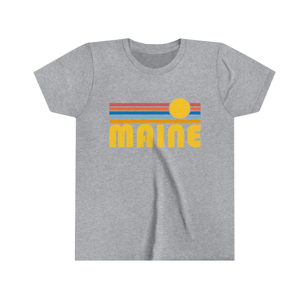 Maine Youth T-Shirt - Retro Sun Maine Kid's TShirt