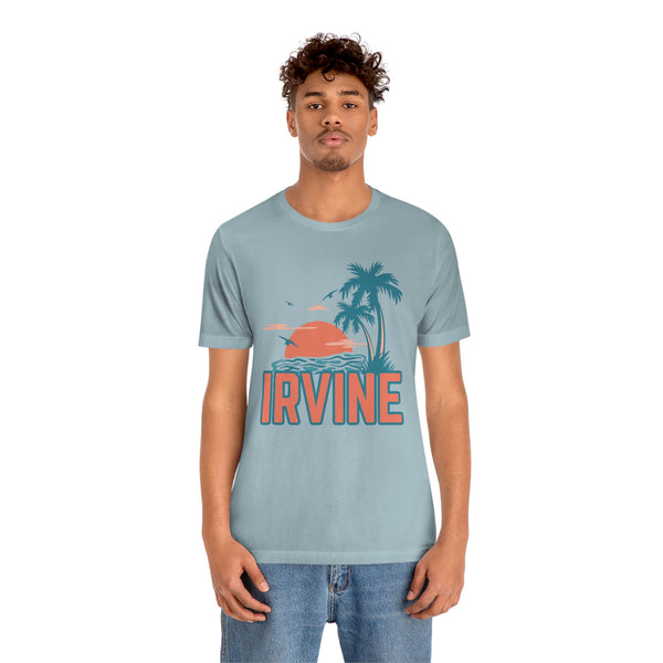 Irvine, California T-Shirt - Retro Palm Tree & Beach Unisex Irvine Shirt
