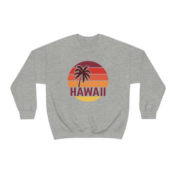 Buy sport-grey Hawaii Sweatshirt - Unisex Retro Palm Tree Hawaii Crewneck Sweatshirt