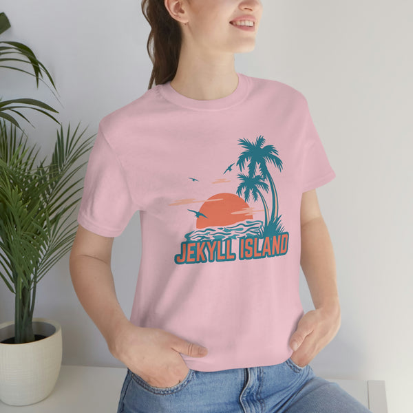 Jekyll Island, Georgia T-Shirt - Retro Palm Tree & Beach Unisex Jekyll Island Shirt