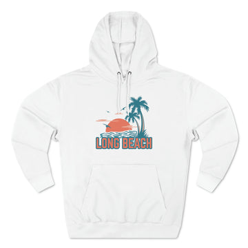 Buy white Premium Long Beach, California Hoodie - Palm Tree Unisex Sweatshirt