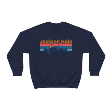 Buy navy Jackson Hole, Wyoming Sweatshirt - Mountain &amp; Birds Unisex