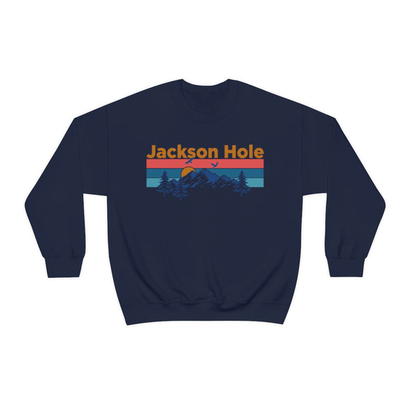 Jackson Hole, Wyoming Sweatshirt - Mountain & Birds Unisex