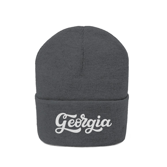 Georgia Beanie - Adult Hand Lettered Embroidered Georgia Knit Hat