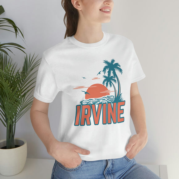 Irvine, California T-Shirt - Retro Palm Tree & Beach Unisex Irvine Shirt