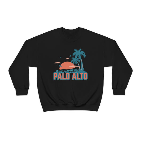 Palo Alto, California Sweatshirt - Unisex Retro Palm Tree Crewneck Palo Alto Sweatshirt