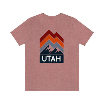 Buy heather-mauve Utah T-Shirt - Retro Mountain Unisex Utah Shirt - Chevron Peaks