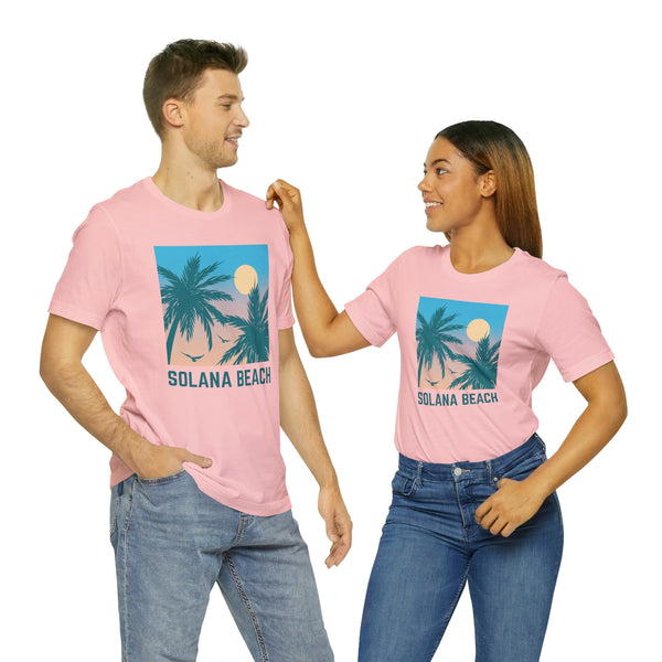 Solana Beach, California T-Shirt - Retro Palm Tree & Beach Unisex Solana Beach Shirt