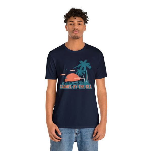 Carmel-by-the-Sea, California T-Shirt - Retro Palm Tree & Beach Unisex Carmel-by-the-Sea Shirt