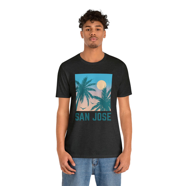 San Jose, California T-Shirt - Retro Palm Tree & Beach Unisex San Jose Shirt