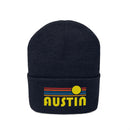 Austin, Texas Beanie - Adult Embroidered Retro Sunset Austin Knit Hat-2