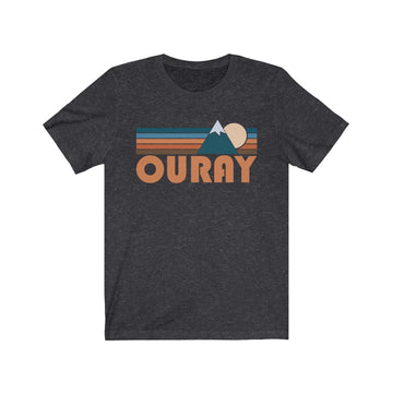 Buy dark-grey-heather Ouray, Colorado T-Shirt - Retro Mountain Adult Unisex Ouray T Shirt