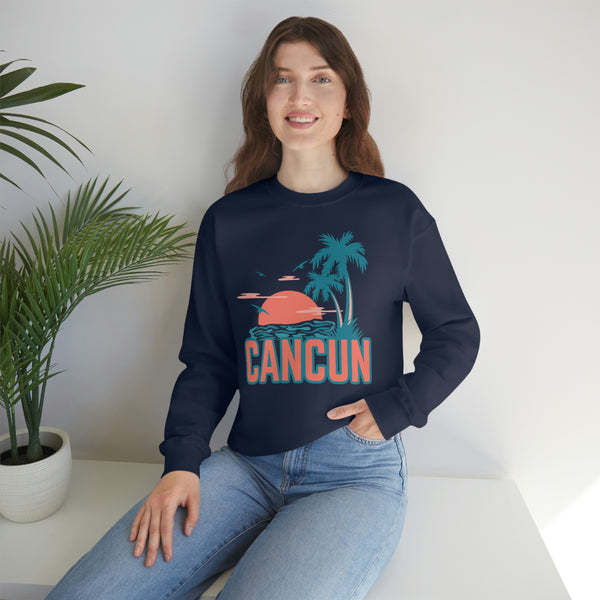 Cancun, Mexico Sweatshirt - Unisex Retro Palm Tree Crewneck Cancun Sweatshirt