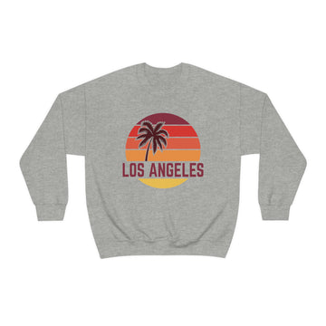 Buy sport-grey Los Angeles, California Sweatshirt - Unisex Retro Palm Tree Crewneck Los Angeles Sweatshirt