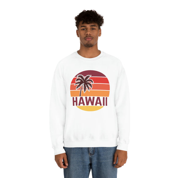 Hawaii Sweatshirt - Unisex Retro Palm Tree Hawaii Crewneck Sweatshirt
