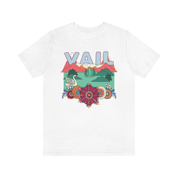 Vail T-Shirt - Retro Mountain / Hippie Style Vail, Colorado Shirt