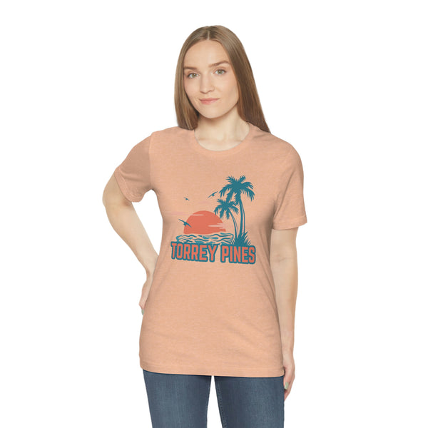 Torrey Pines, California T-Shirt - Retro Palm Tree & Beach Unisex Torrey Pines Shirt