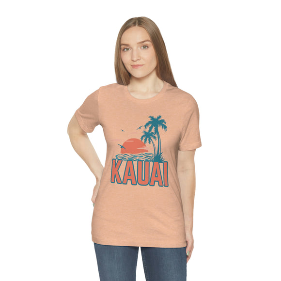 Kauai, Hawaii T-Shirt - Retro Palm Tree & Beach Unisex Kauai Shirt