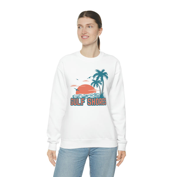 Gulf Shores, Alabama Sweatshirt - Unisex Retro Palm Tree Crewneck Gulf Shores Sweatshirt
