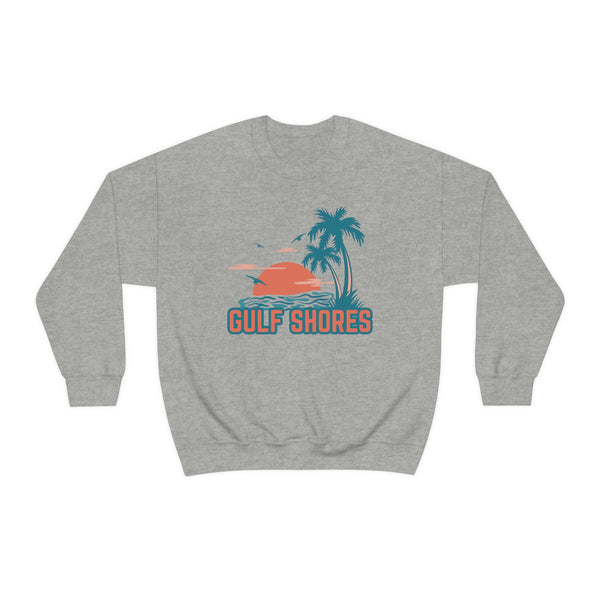Gulf Shores, Alabama Sweatshirt - Unisex Retro Palm Tree Crewneck Gulf Shores Sweatshirt