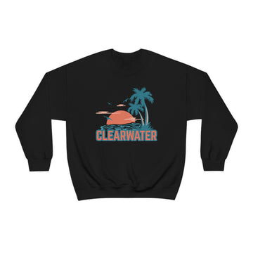 Buy black Clearwater, Florida Sweatshirt - Unisex Retro Palm Tree Crewneck Clearwater Sweatshirt