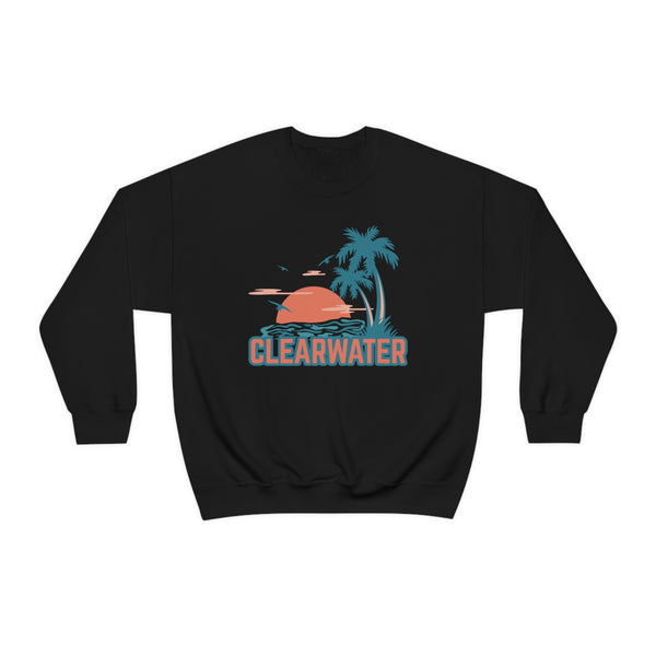 Clearwater, Florida Sweatshirt - Unisex Retro Palm Tree Crewneck Clearwater Sweatshirt