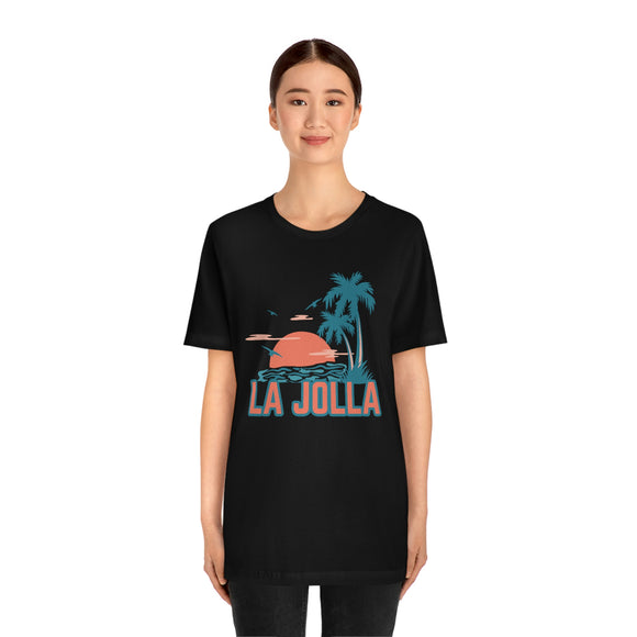La Jolla, California T-Shirt - Retro Palm Tree & Beach Unisex La Jolla Shirt