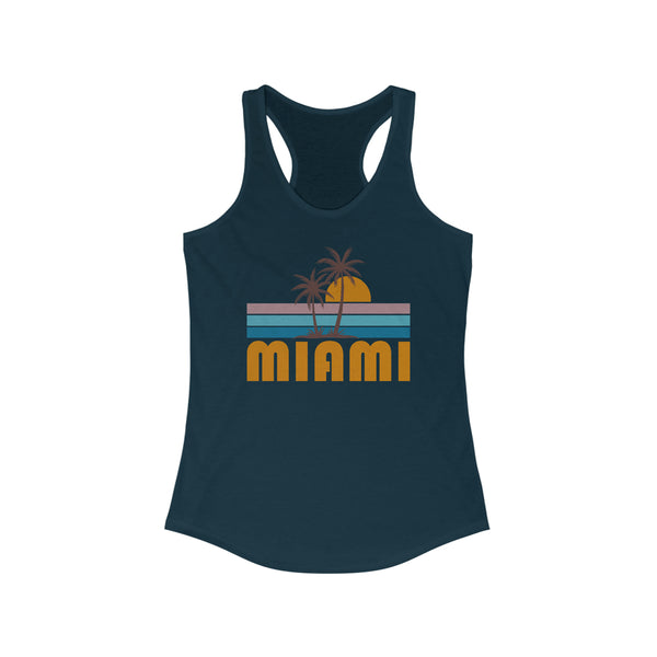 Miami, Florida Women's Tank - Retro Palm Tree Women's Racerback Miami Tank Top
