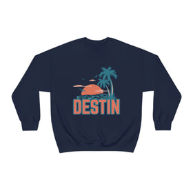 Destin, Florida Sweatshirt - Unisex Retro Palm Tree Crewneck Destin Sweatshirt