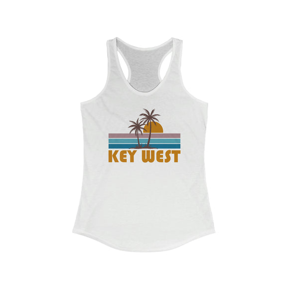 Key West, Florida Women's Tank - Retro Palm Tree Women's Racerback Key West Tank Top