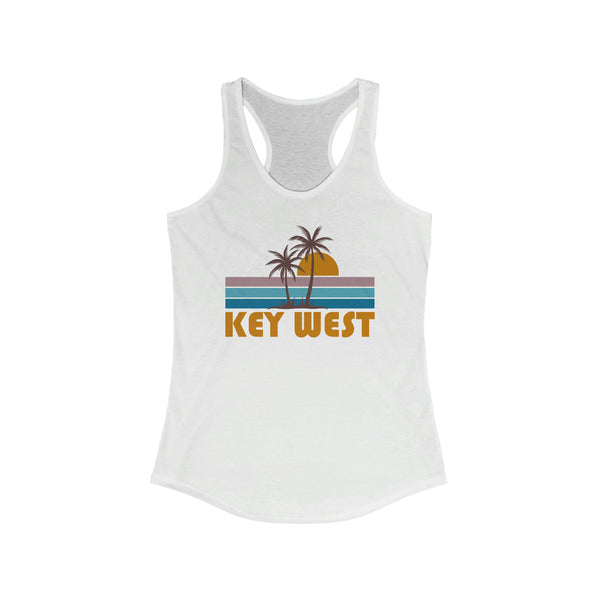 Key West, Florida Women's Tank - Retro Palm Tree Women's Racerback Key West Tank Top