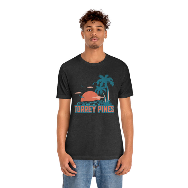 Torrey Pines, California T-Shirt - Retro Palm Tree & Beach Unisex Torrey Pines Shirt
