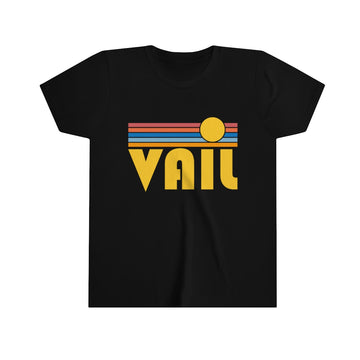 Buy black Vail Youth T-Shirt - Retro Sun Colorado Kid's TShirt