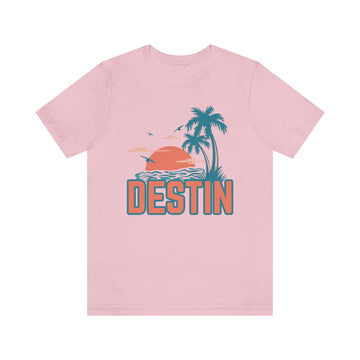 Buy pink Destin, Florida T-Shirt - Retro Palm Tree &amp; Beach Unisex Destin Shirt