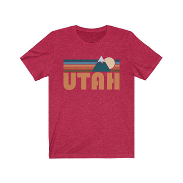 Buy heather-red Utah T-Shirt - Retro Mountain Adult Unisex Utah T Shirt