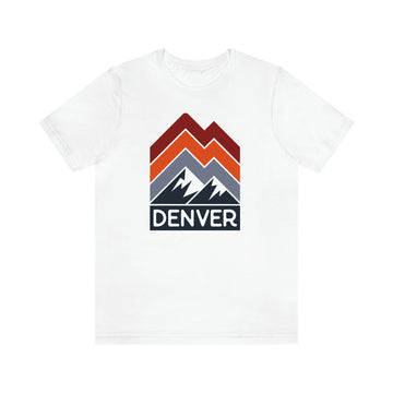 Buy white Denver, Colorado T-Shirt - Retro Mountain Unisex Denver Shirt - Chevron Peaks