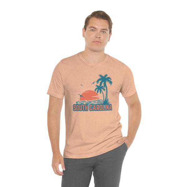 South Carolina T-Shirt - Retro Palm Tree & Beach Unisex South Carolina Shirt