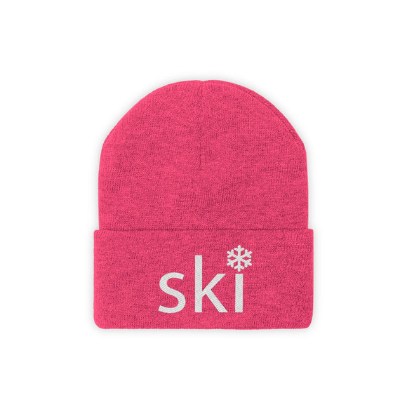 Ski Knit Beanie - Adult Embroidered Snowflake Ski Knit Hat