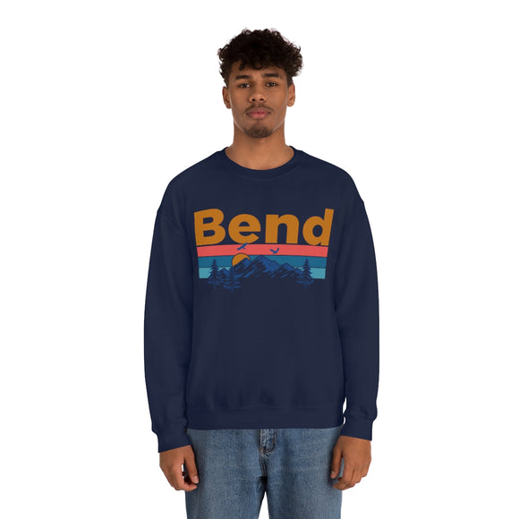 Bend, Oregon Crewneck Sweatshirt - Mountain & Birds Unisex